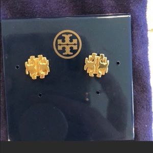 Tory Burch logo earrings Gold